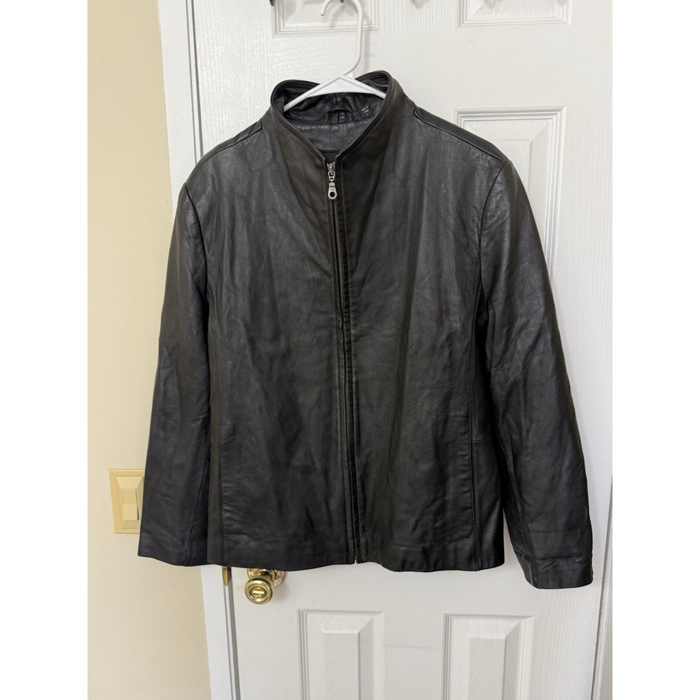 Vintage Tiboa Black Genuine Leather Women's Size Large Soft Jacket Biker